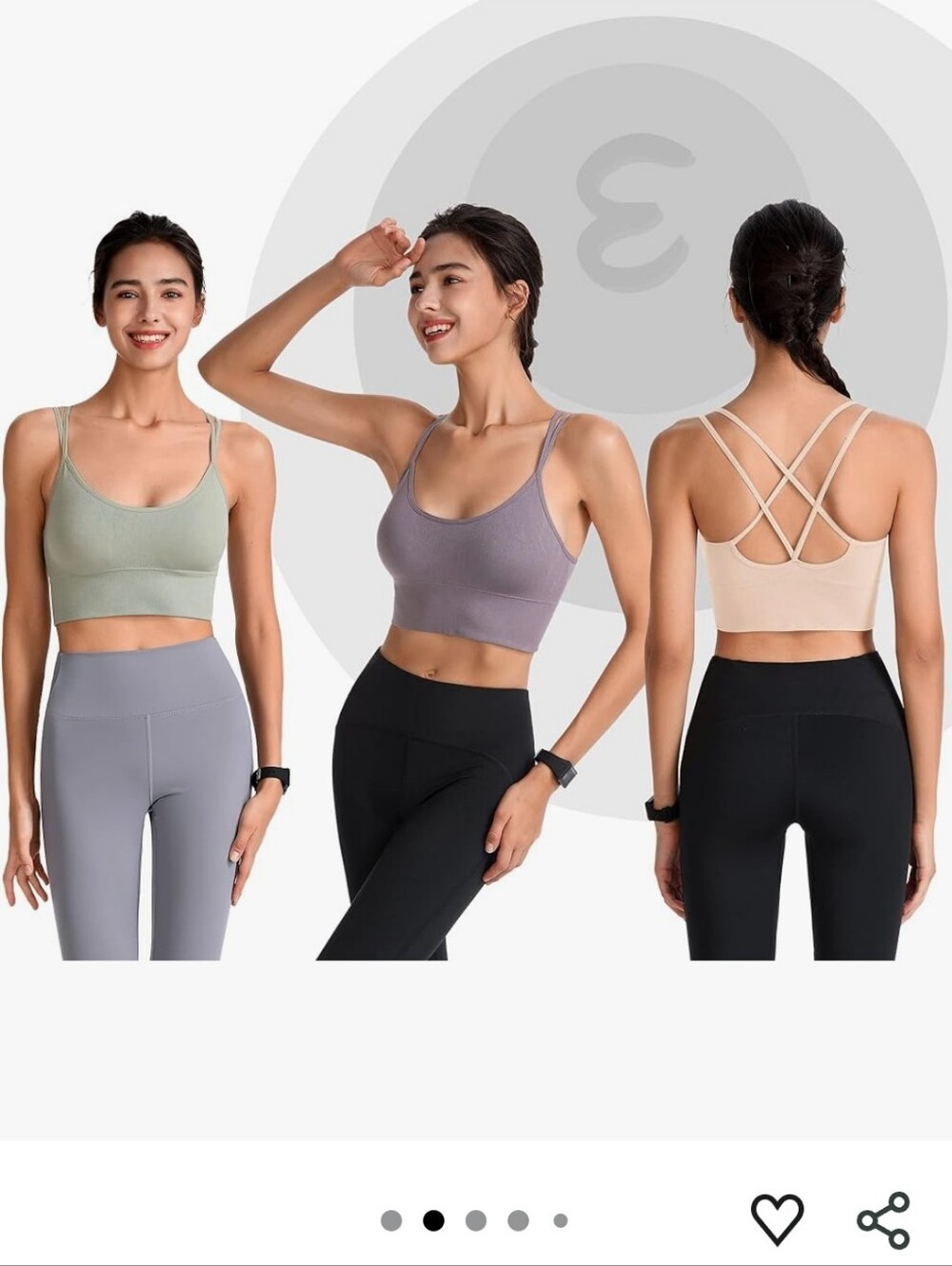 Set Of 4 Criss Cross Sports Bras - Picture 8 of 10